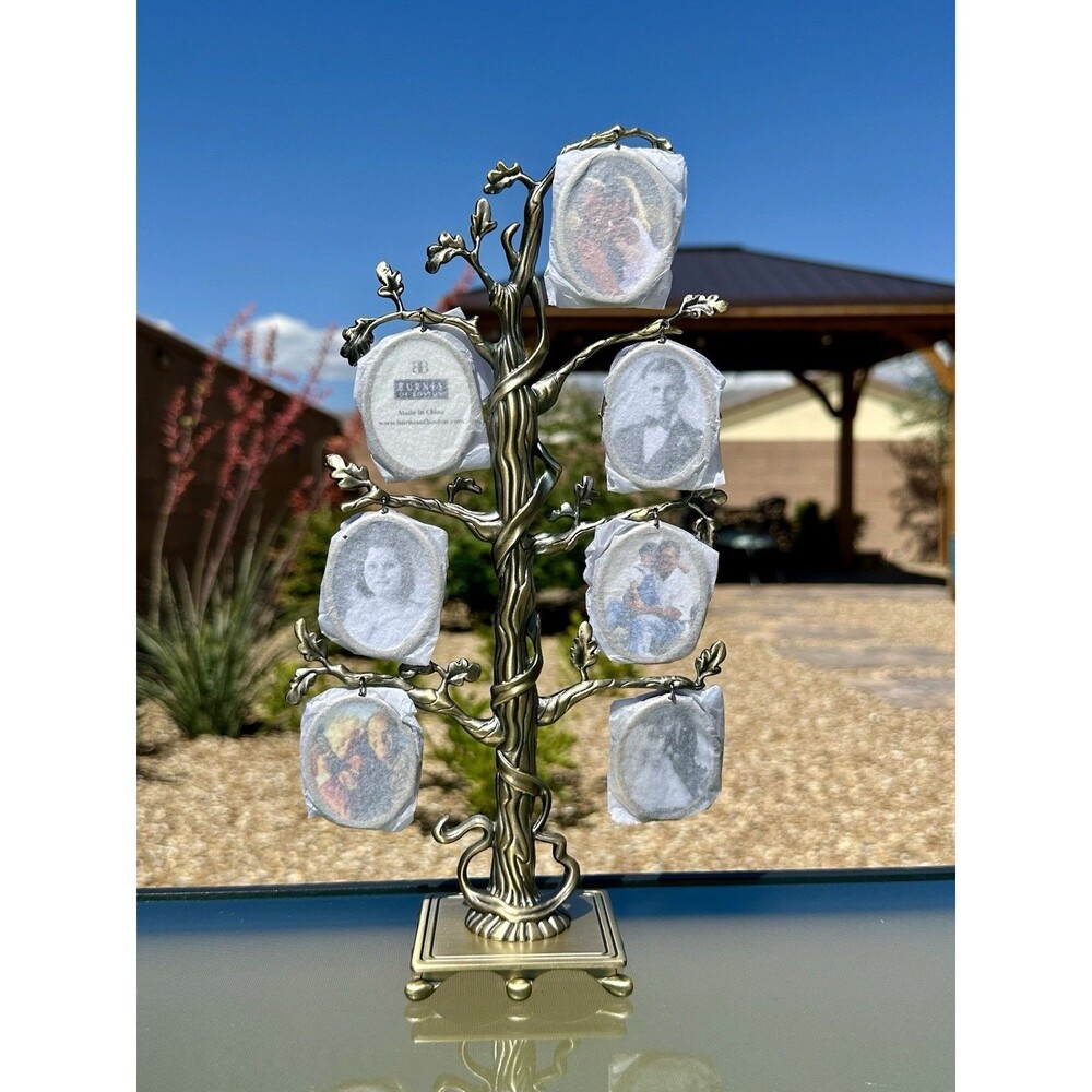 Burnes Of Boston Celebrate Family Silver Tone Pewter Photo Tree Holds 14 Photos